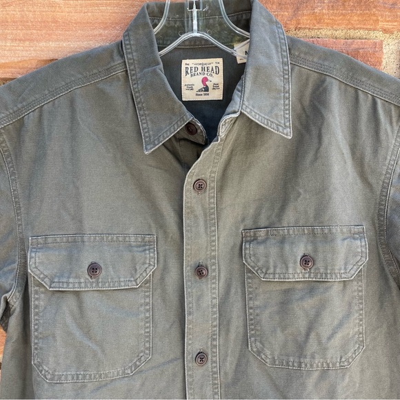 Red Head Brand Co. Size Medium Men’s Button-Up Green Outdoor Short-sleeve Shirt - Picture 2 of 6